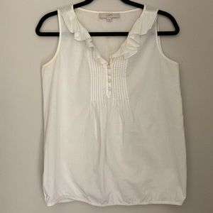 White Tank with Ruffle Collar